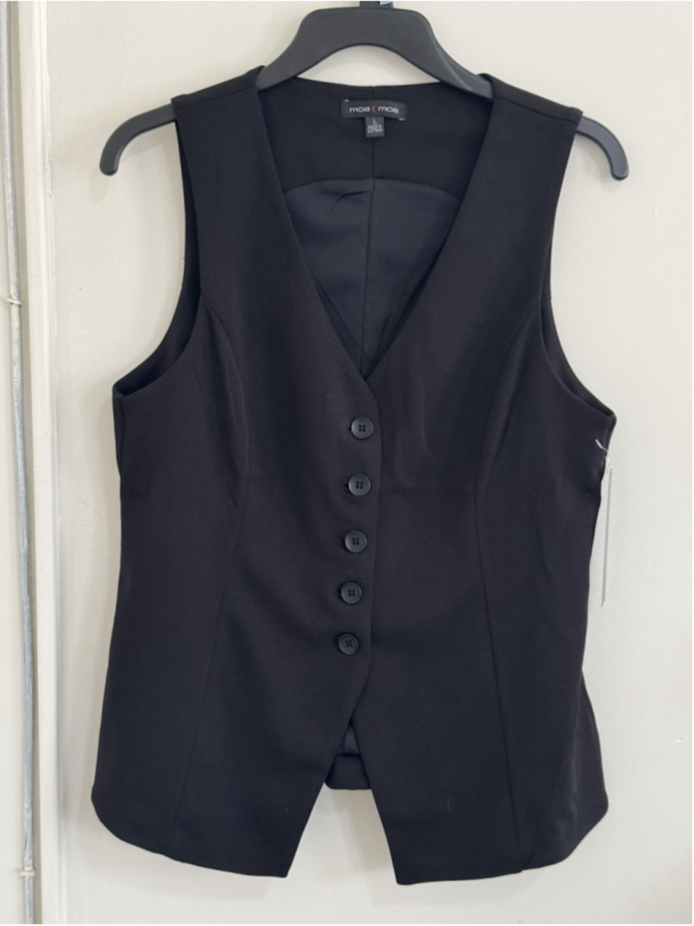 moa moa button front v neck vest sleeveless size L